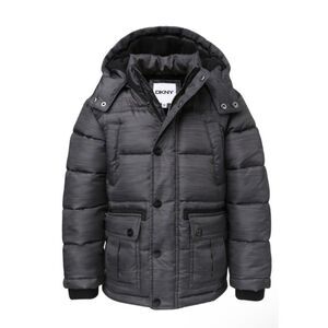 DKNY Youth Parka Size M (10-12) Quilted Coat Fleece Lining Snap Closure